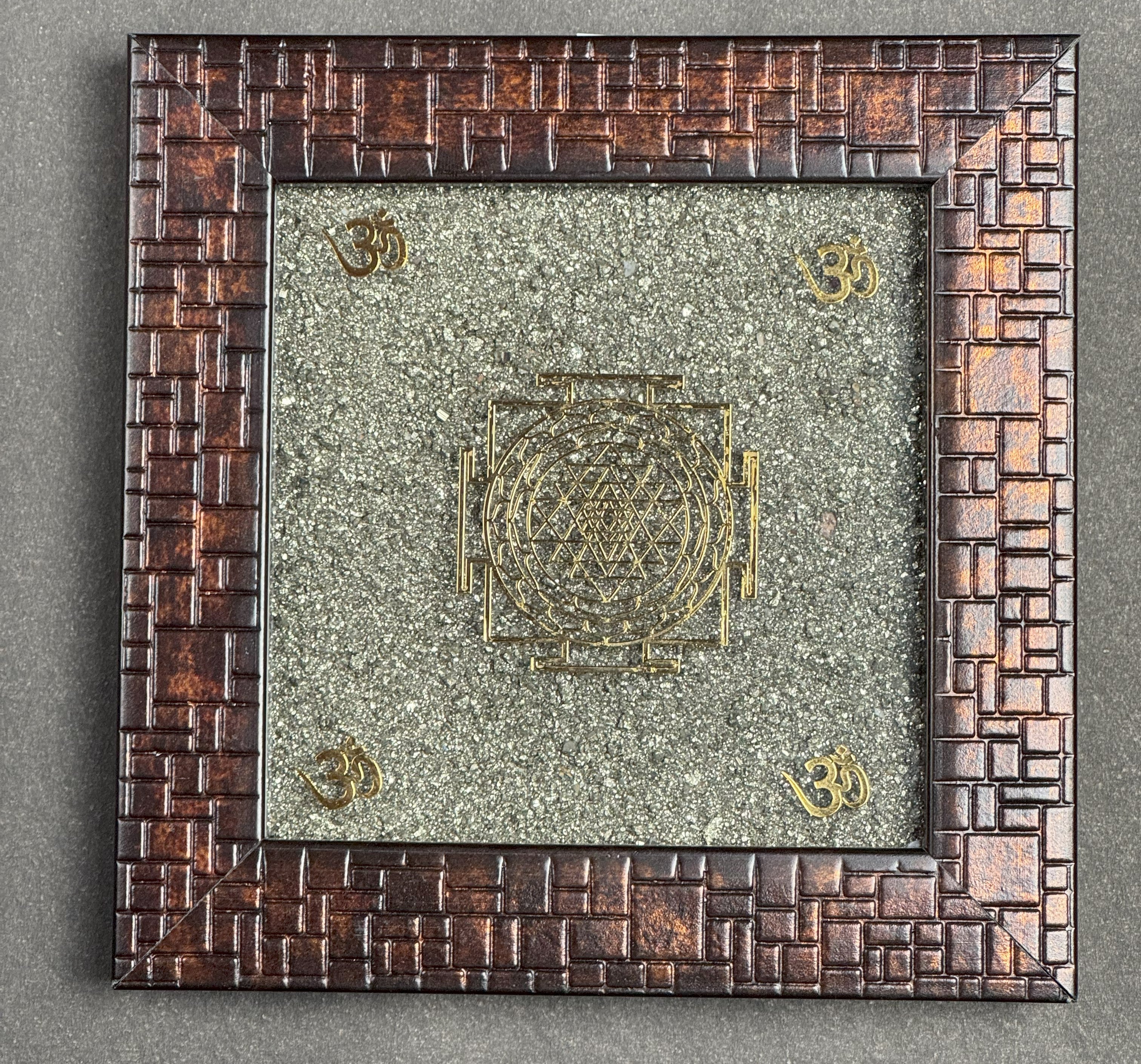 Pyrite Photo Frame With Shree Yantra  for Money Attraction