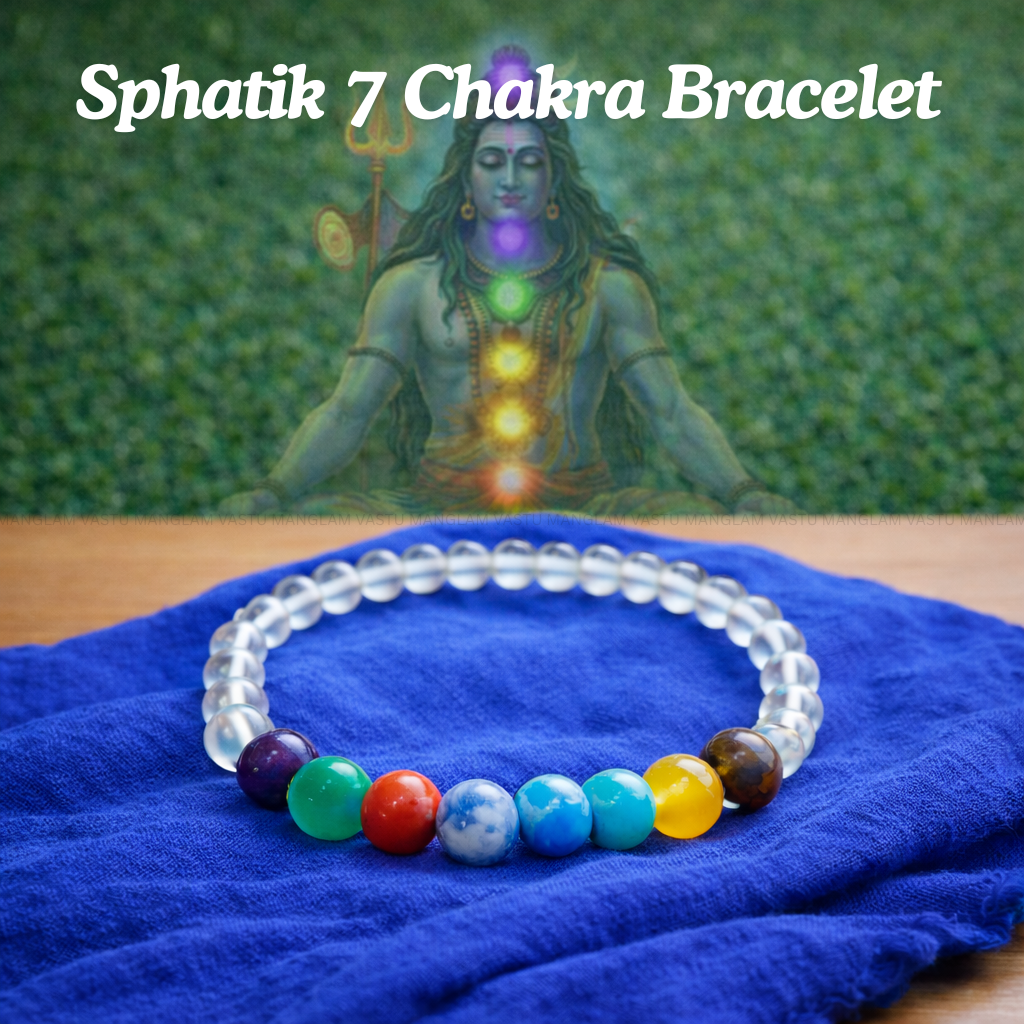 Natural Sphatik 7 Chakra Bracelet