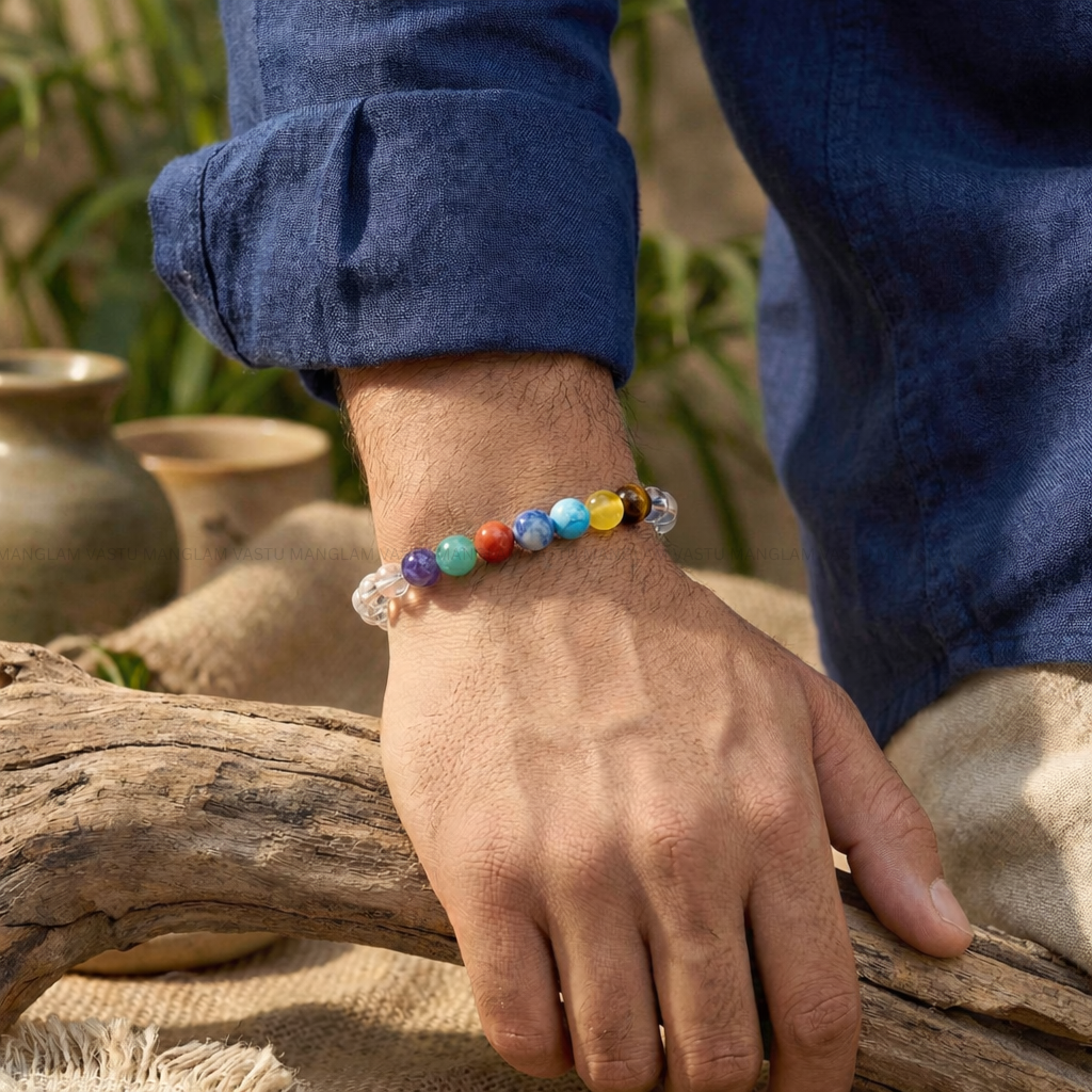 Natural Sphatik 7 Chakra Bracelet