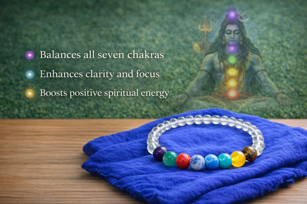 Natural Sphatik 7 Chakra Bracelet