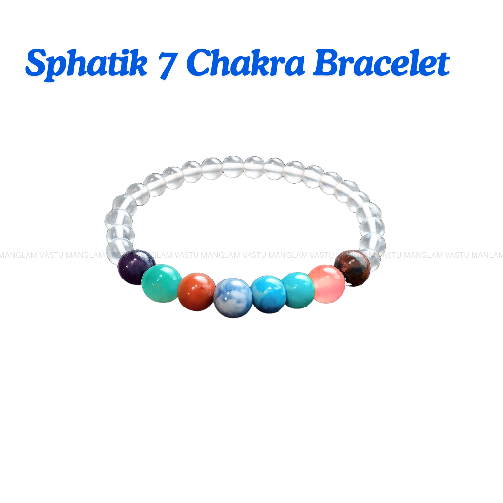 Natural Sphatik 7 Chakra Bracelet